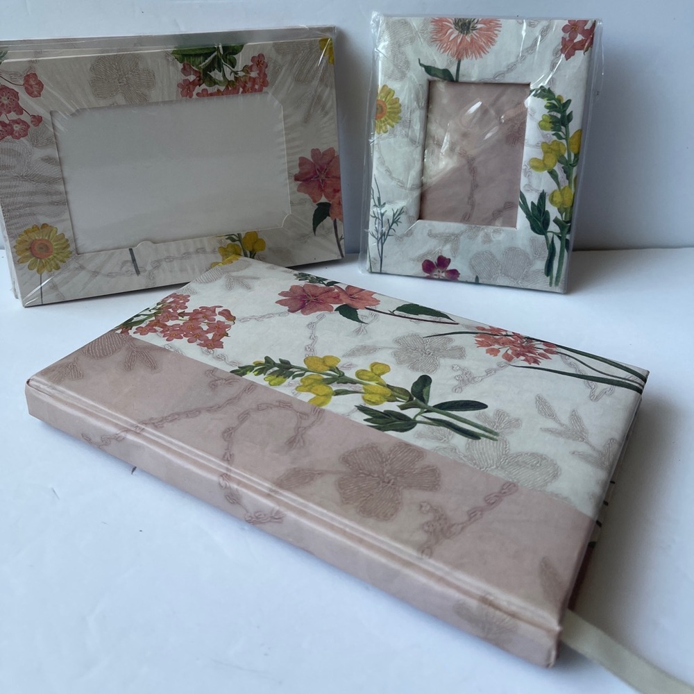 3 Piece Stationary Set Writing Journal Photo Cards Envelopes Desk Photo Frame